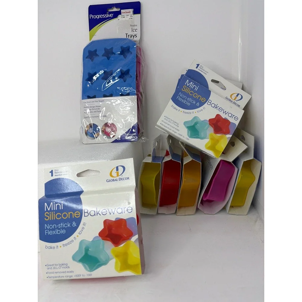Silicone Mold Lot Global Decor Mini Bakeware & Progressive Heart Star Ice Trays